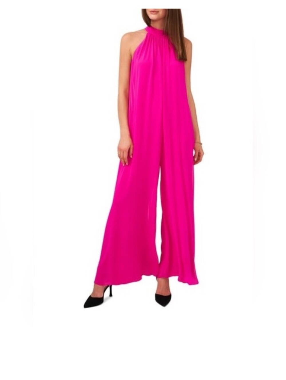 1.State  Halter Wide Leg Jumpsuit Fuschia